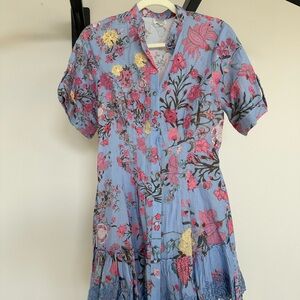 HEMANT & NANDITA Pink and Yellow Floral Midi Dress